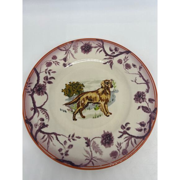 Anthropologie Portobello Stoneware Dessert Plate Golden Retriever Dog Plate - Picture 3 of 5